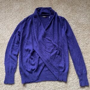Cullen Women’s unique draped 100% cashmere Purple Sweater